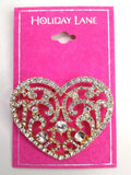 Holiday Lane Gold-Tone Crystal Filigree Heart Pin by Vanessa Jane