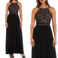 Nightway Lace Solid Sleeveless Halter Full-Length Evening Dress, Size 10 by Vanessa Jane