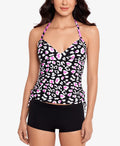 Salt + Cove Shirred-Side Halter Tankini Swim Top by Vanessa Jane