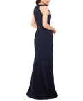 Xscape Slitted Zippered Sleeveless V Neck Full-Length Sheath Evening Dress by Vanessa Jane