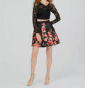 Juniors Sequin Hearts Long Sleeve 2pc. Lace/Floral Mikado Skirt, Size 11/12 by Vanessa Jane