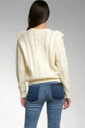Elan Ruffle Trim Cardigan, Size Large by Vanessa Jane