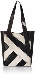 Calvin Klein Karsyn White Black Nappa Leather Stud Belted North/South Tote by Vanessa Jane