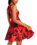 City Studio Dress Red Junior a-Line Satin Floral, Size 1 by Vanessa Jane