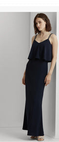 Lauren Ralph Lauren Womens Navy Sleeveless Maxi Evening Blouson Dress by Vanessa Jane