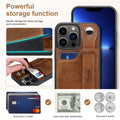 Leather Wallet Case with Kickstand for iPhone 15 14 13 12 Plus Pro Max Black by Merch Section