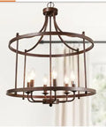 LNC Mocha 6-Light Antique Brozne Rustic Cage Chandelier by Vanessa Jane