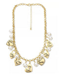 Holiday Lane Gold-Tone Pave Valentine Heart and Imitation Pearl Charm Necklace by Vanessa Jane