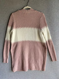 Chloe and Jasmine Open Front Cardigan Pink and White Womens Size M by Vanessa Jane