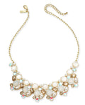 Inc Gold-Tone Stone and Glass Multi-Cluster Statement Necklace by Vanessa Jane