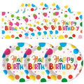 LeZakaa Birthday Paper Plates Set 50pcs 7 & 9 Inch Happy Birthday Balloon by Deal US