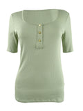 Lauren Ralph Lauren Elbow-Sleeve Henley Top by Vanessa Jane