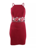 Teeze Me Juniors' Embroidered Scuba Crepe Dress, 5/6, Red by Vanessa Jane