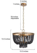 Lnc Home Boho Chandalier Black Beaded 4 Light gold A03898 by Vanessa Jane