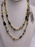 Charter Club Necklace Black Beads Smoky Rhinestones by Vanessa Jane
