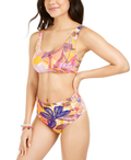 Hula Honey Turmeric Multi Juniors Palm Play Printed Bikini Swim Top, Us X-Small by Vanessa Jane