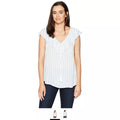 Allison Brittney Womens Striped Ruffle and Tassels Sleeveless Top, Size Small by Vanessa Jane
