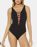 Bleu Rod Beattie James Bonded Black and Rouge One Piece, Size 4 by Vanessa Jane