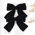 Aileam Velvet Hair Bows 2PCS Black 4" Big Fall Alligator Clips by Deal US