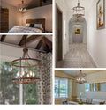 LNC Mocha 6-Light Antique Brozne Rustic Cage Chandelier by Vanessa Jane