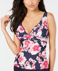 Dkny Printed Scallop-Edge Tankini Top, Size Large by Vanessa Jane
