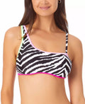 California Waves Juniors Animal Printed Asymmetric Bikini Top, Size Small by Vanessa Jane