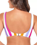 Salt + Cove Multi Stripe Juniors Striped Tie-Front Bikini Swim Top, Us Small by Vanessa Jane