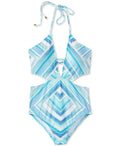 Bar III Crystal Plunge Cutout Monokini One-Piece Swimsuit, Size Small by Vanessa Jane