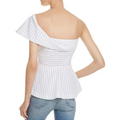 Joa One Shoulder Stripe Peplum Top, Size Large by Vanessa Jane