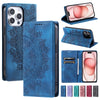 Embossed Leather Wallet Flip Kickstand Case for iPhone 15 14 13 12 11 XS XR 8 7