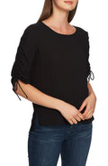 1.State Women's Ruched-Sleeve Top,Size Small by Vanessa Jane