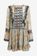 Free People Country Roads Embroidered Mini Dress, Size Large by Vanessa Jane