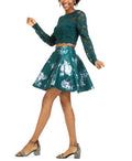 City Triangles Women's Green Glitter Floral Dress by Vanessa Jane