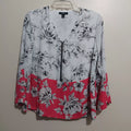 Alfani Women's Petite Printed Zip-Front Top, Size PM by Vanessa Jane