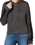 Ultra Flirt by Ikeddi Juniors Lace-Trimmed Marled Hoodie by Vanessa Jane