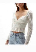 Free People Chloe Smocked Tie Back Top, Size Medium by Vanessa Jane