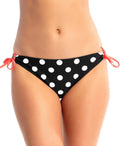 California Waves Black White Dot Side Tie Bikini Swim Bottoms, Size Xs by Vanessa Jane