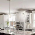 Cresswell Lighting 9in Modern Brushed Nickel Clear Glass Round Mini Pendant Ceili by Vanessa Jane