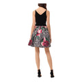 Xscape Black Printed Spaghetti Strap V Neck Fit And Flare Dress-Size 10 by Vanessa Jane