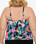 Swim Solutions Plus Size in Living Color Blouson Tankini Top, Size 24W by Vanessa Jane