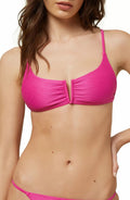 ONeill Neon Pink Saltwater Solids Textured Bikini Swim Top, Us Large by Vanessa Jane