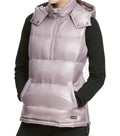 DKNY Women's Quarter-Zip Hooded Vest Metallic Static, Size Large by Vanessa Jane