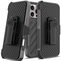 Heavy-Duty Holster Case with Tempered Glass for iPhone 16 Pro Max 6.9-Inch Black by Merch Section
