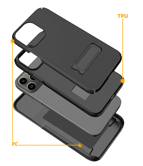 Dual Layer Hybrid Case with Belt Clip Holster Combo for iPhone 13 Pro Max by Merch Section
