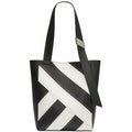 Calvin Klein Karsyn White Black Nappa Leather Stud Belted North/South Tote by Vanessa Jane