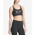 DKNY Womens Sport Logo Glitter Strappy-Back Low-Impact Sports Bra Clear Combo XL by Vanessa Jane