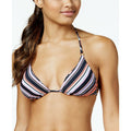 Bar III Black Floral/Stripe Reversible Triangle Halter Bikini Top, Size XS by Vanessa Jane