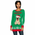 Blizzard Bay Women's Ugly Sweater Bah Hum Pug, Cloverfield, Size Large by Vanessa Jane