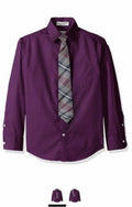 Perry Ellis Big Boys Solid Broadcloth Packed Shirt with Tie by Vanessa Jane
