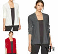 Sag Harbor Womens Long Stitch On Sleeves Open Front Cardigan by Vanessa Jane